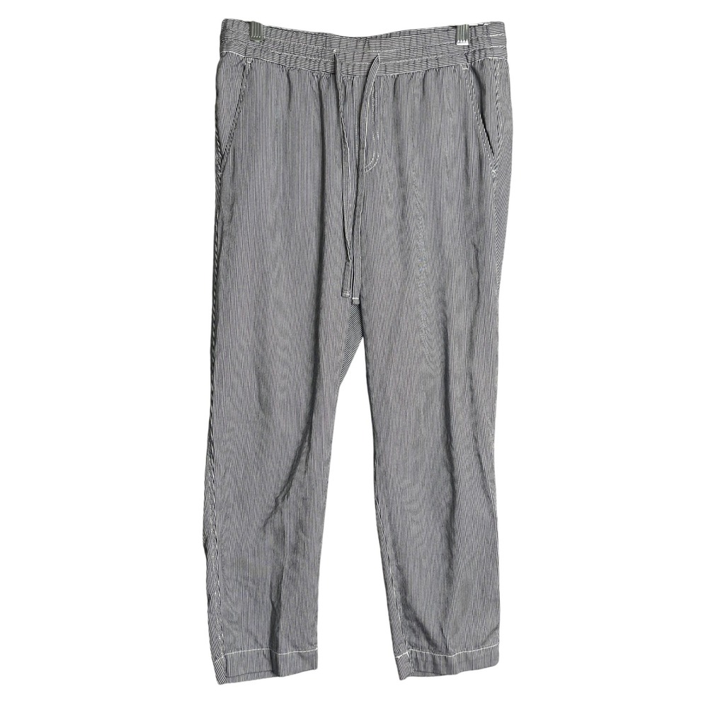 Gap‎ Easy Pants Womens S Navy Stripe Mid Rise Relaxed Cropped Tapered Lagenlook